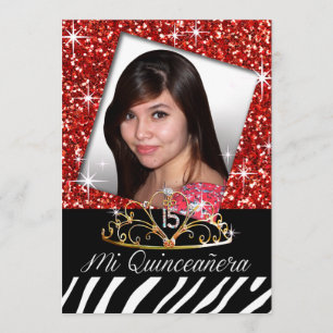 Invitation Bling Tiara Zebra Quinceañera 15e anniversaire ro
