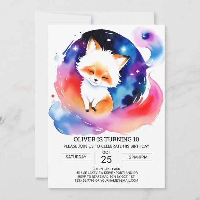 Invitation Bliss Anniversaire de enfant Fox mignonne (Devant)