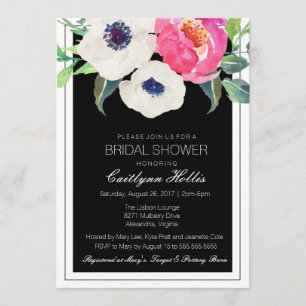 Invitation Bliss Botanique Blanc Noir Fête des mariées Floral