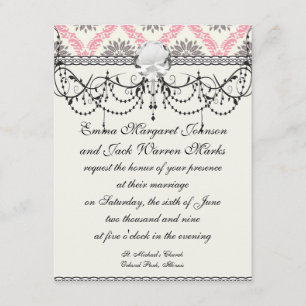 Invitation bliss crème et gris tan damassé