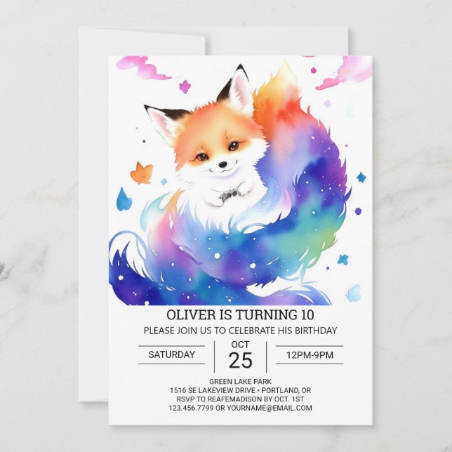 Invitation Bliss d'anniversaire de Fox personnalisé (Devant)