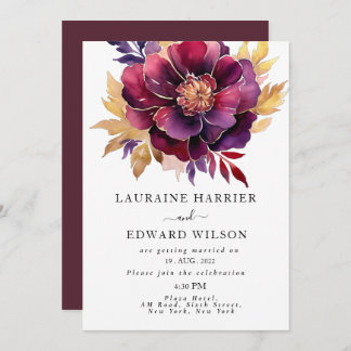Invitation Bliss de Bourgogne : Elégant Motif floral en Win