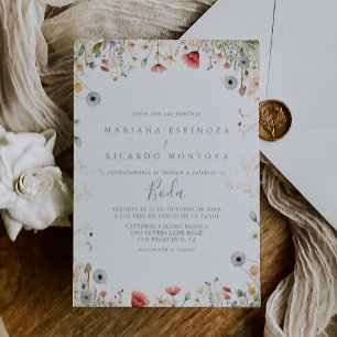 Invitation Blissant Boho coloré Fleur sauvage espagnol Mariag