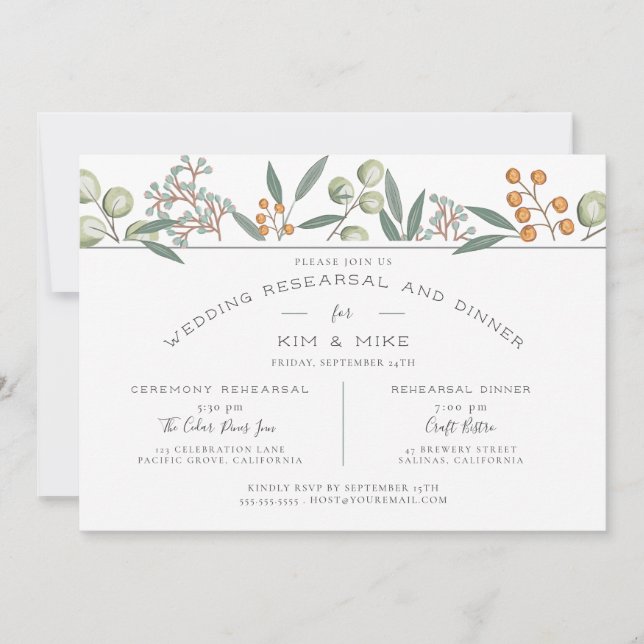 Invitation Blissful Bounty Botanique Mariage (Devant)