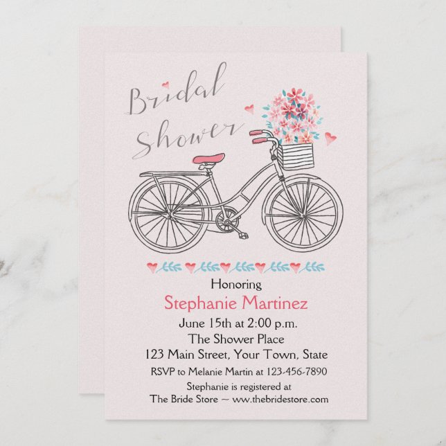 Invitation Blissful Bridal Bicycle Douche (Devant / Derrière)
