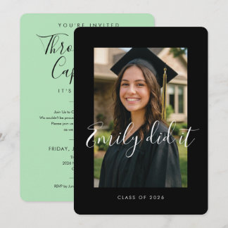 Invitation BLK & GREEN 2026 | Graduation Invite with Photo