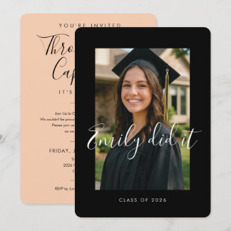 Invitation BLK & ORANGE 2026 | Graduation Invite with Photo