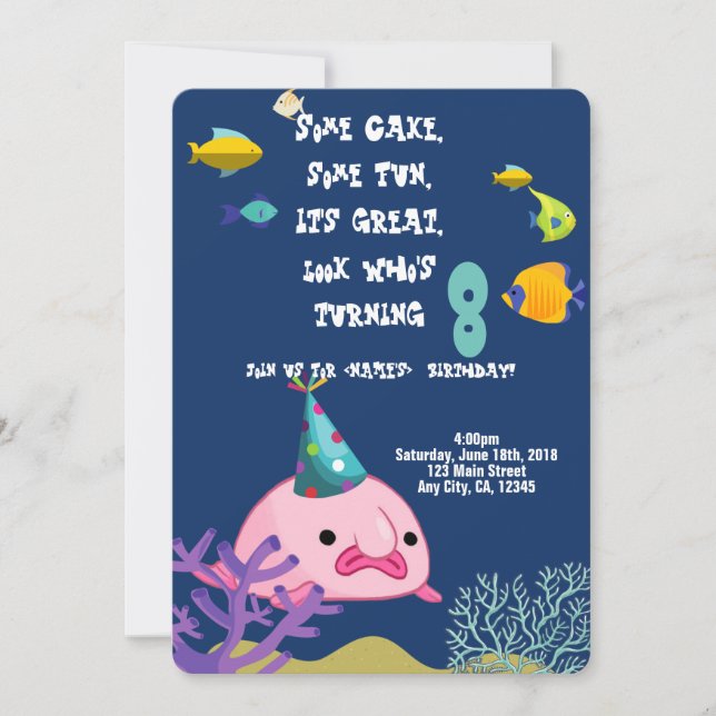 Invitation Blobfish Nom personnalisé Fête d'anniversaire (Devant)
