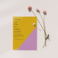 Bloc de couleur jaune pourpre Géométrique Mariage 