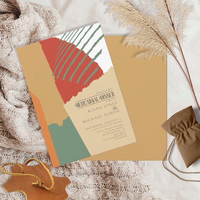 Invitation Bloc de couleur Mariage Dîner de répétition Automn (Front/Back In Situ)