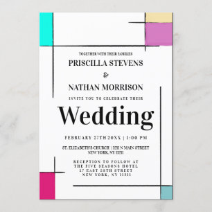 Invitation Bloc de couleur peint Art Mariage moderne