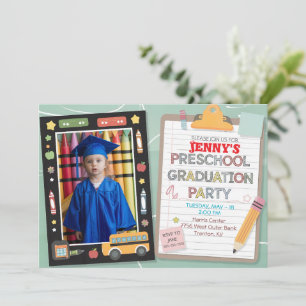 Invitation Bloc-notes photo modifiable Chalk de graduation pr