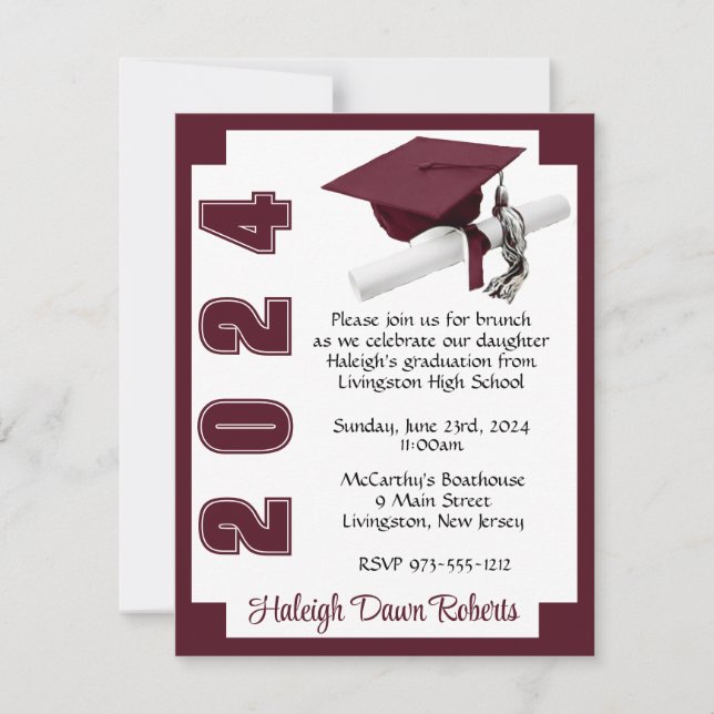 Invitation Blocage de coin Blanc et marron Graduation (Devant)