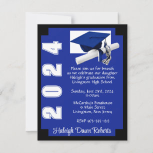 Invitation Blocage du coin Royal Blue & Black Graduation