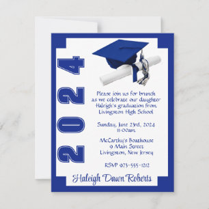 Invitation Blocage du coin Royal Blue & White Graduation