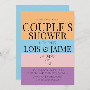 Invitation Blocs colorés Baby shower Couples brillants