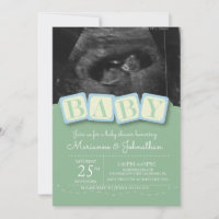 Blocs de baby shower Boy Plaid Ultrasound Photo In
