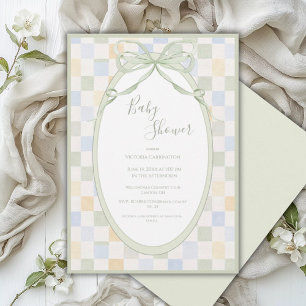 Invitation Blocs de cadre verts pour une baby shower simple