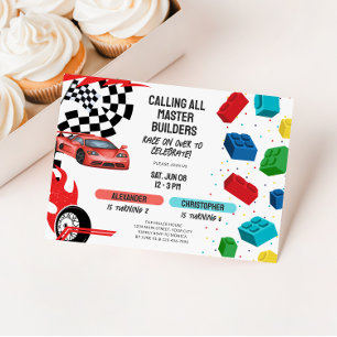 Invitation Blocs de construction et voitures de course pour l