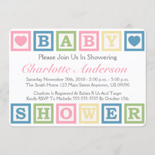 Invitation Blocs de construction Invitiations de Baby shower 
