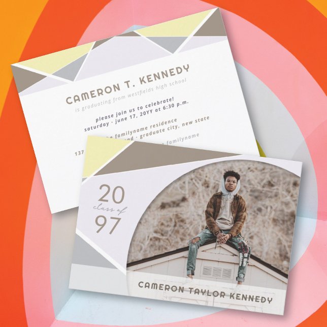 Invitation Blocs de couleur Geo artistique Photo Graduation P (Créateur téléchargé)