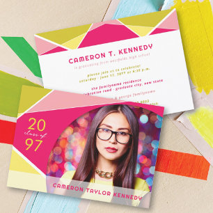 Invitation Blocs de couleur Geo artistique Photo Graduation P