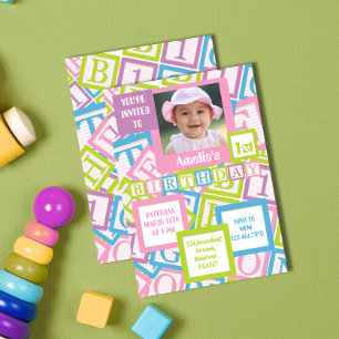 Invitation Blocs de photo pour la première fête d'anniversair