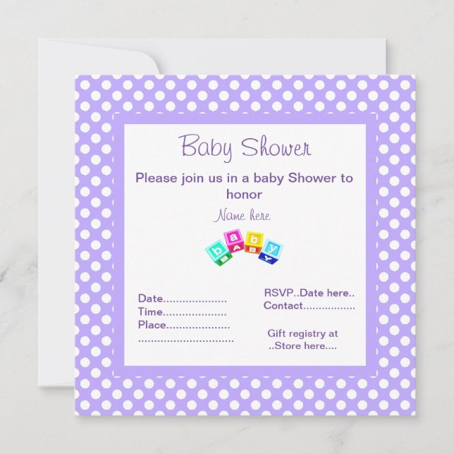 INVITATION BLOCS D'INVITATION DE BABY SHOWER POLKA POLKA POT (Devant)