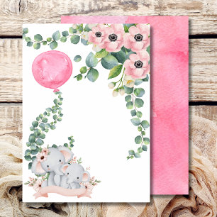 Invitation Blond Ajoutez votre propre ballon rose Eucalyptus