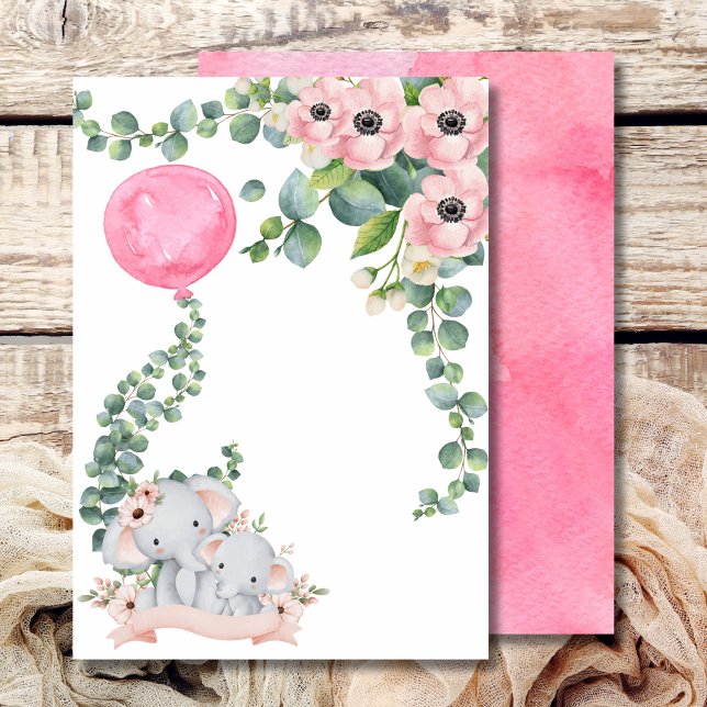 Invitation Blond Ajoutez votre propre ballon rose Eucalyptus (Créateur téléchargé)