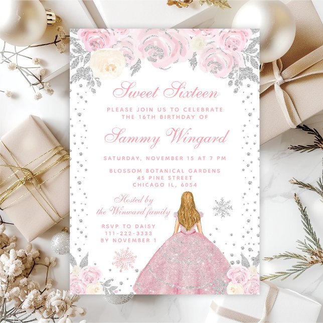 Invitation Blonde aux cheveux roses princesse douce seize ans (Créateur téléchargé)