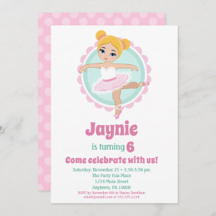 Invitation Blonde Ballerina Ballet Danse Anniversaire