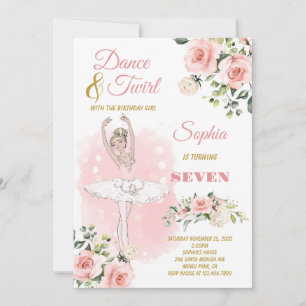 Invitation Blonde Ballerina en robe blanche Fleur Anniversair