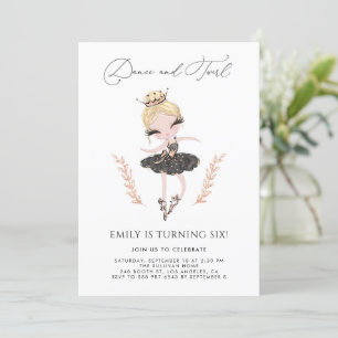 Invitation Blonde Ballerina en robe noire Parties scintillant