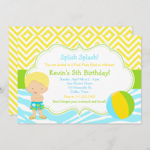 Invitation Blonde Boy Pool Party Bash