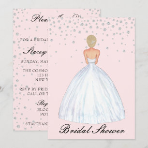 Invitation Blonde Bride Illustration Fête des mariées diamant