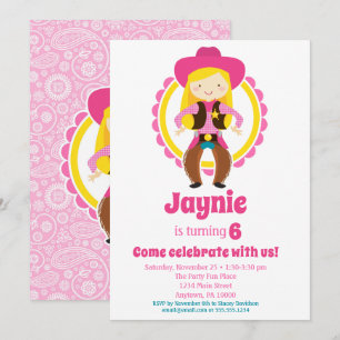 Invitation Blonde Cowgirl fête d'anniversaire