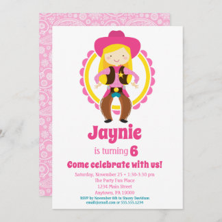 Invitation Blonde Cowgirl fête d'anniversaire