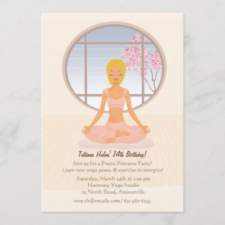 Invitation blonde de fille de yoga