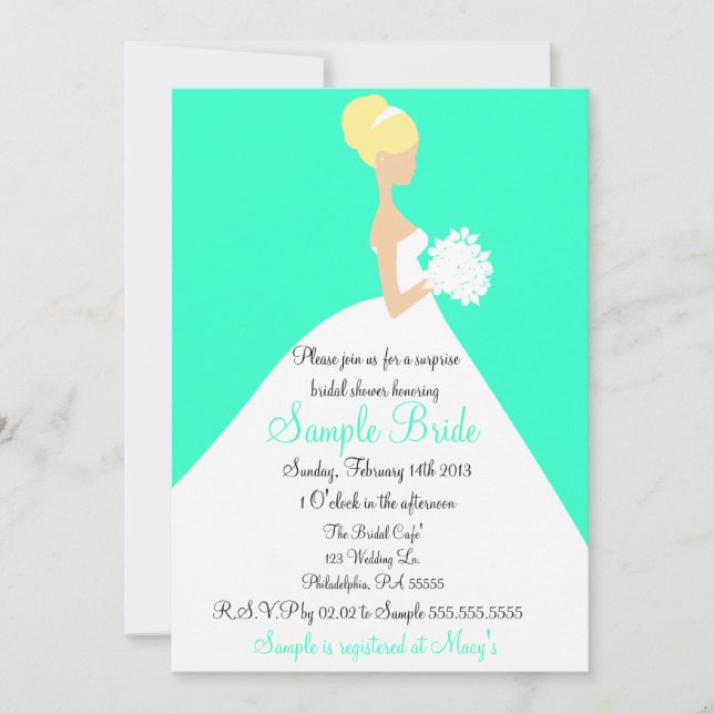 Invitation blonde de jeune mariée de Fête de la (Devant)