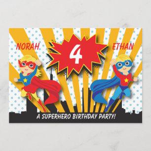 Invitation Blonde de l'anniversaire   de super héros de