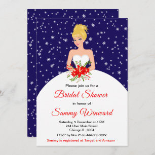 Invitation Blonde Hair Bride Snowflake Navy Fête des mariées