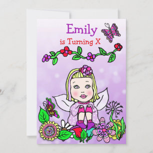 Invitation Blonde Haired Caucasian Fairy Anniversaire