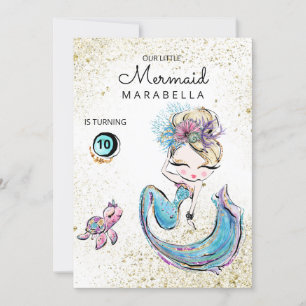 Invitation *~* Blonde Mermaid Parties scintillant de la tortu