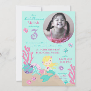 Invitation Blonde Mermaid Troisième anniversaire