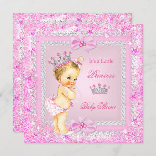 Invitation Blonde Princess Baby shower rose Parties scintilla