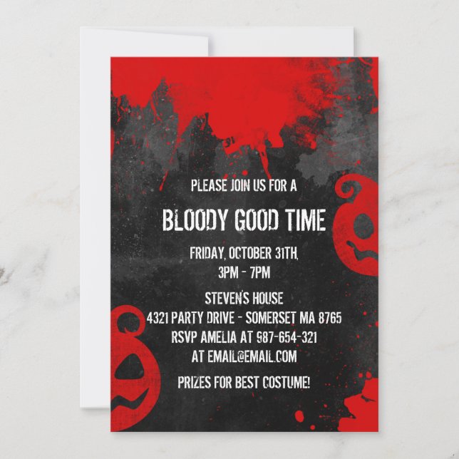 Invitation Bloody Good Time Déplaisant Halloween Party (Devant)