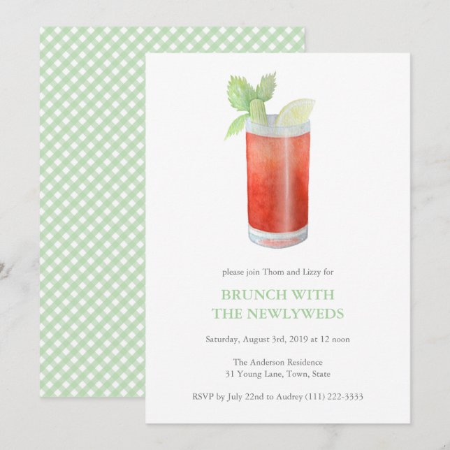 Invitation Bloody Mary au brunch du lendemain de mariage pour (Devant / Derrière)