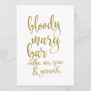 Invitation Bloody Mary Bar Gold Mariage abordable