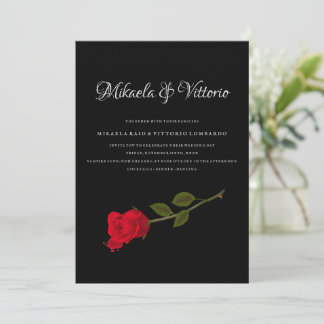 Invitation Bloody Rose élégant noir mariage gothique